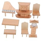 ibasenice 1 Set Mini-Tisch Und Stühle Miniaturmöbel Holzmöbel Puppenmöbel Puppenhaus-Zubehör Puppenhausmöbel Holz Puppenhausmöbel Miniatur-Holzornamente Aus Holz
