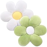 2 Stück Blumenbodenkissen Sitzkissen,40cm Blumenboden Kissen Tatami Blumenförmiges,Weiches Blütenblattkissen Niedliches Blumen-Plüsch-Kissen für Car Home Sofa Chair (Grün + Weiß)