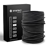 smartect Textilkabel Schwarz - 10 Meter Vintage Lampenkabel Stoff - 3-Adrig (3 x 0.75 mm²) - Stromkabel Stoffummantelt für eigenes DIY Projekt