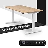 boho office® Homedesk - 160 x 80 cm - elektrisch stufenlos höhenverstellbarer Schreibtisch in Weiß (RAL9016) mit Memoryfunktion, inkl. Tischplatte in Wildeiche