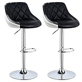 Barhocker 2. Stck Küche Esszimmer Barhocker Pu. Leder und Chrom Finish Nordic Style Esszimmerstühle Set Möbel Tresenstuhl Hohe Barhocker für Bartheke (Color : Schwarz)