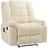 HOMCOM Massagesessel Fernsehsessel Elektrisch Relaxsessel mit Massagefunktion Kunstleder Holz Stahl Schaumstoff Cremeweiß 94 x 99 x 99 cm