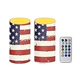 Advocator Flackernde flammenlose Kerzen, 2 Stück, 4. Juli, Druck für Damen und Herren, Heimdekoration, US-Flagge, LED-Kerzen für Damen