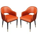 AMENAS Küche und Esszimmer Stühle Küchen Esszimmerstühle 2er Set Haushalts Schreibtischstuhl Aus Litschi Leder Moderne Freizeit Esszimmer Akzent Sessel Stabile Metallbeine (Color : Orange)