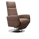 Cavadore TV-Sessel Cobra / Fernsehsessel mit Liegefunktion, Relaxfunktion / Stufenlos verstellbar / Ergonomie M / Belastbar bis 130 kg / 71 x 110 x 82 / Lederoptik Braun