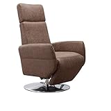 Cavadore TV-Sessel Cobra / Fernsehsessel mit Liegefunktion, Relaxfunktion / Stufenlos verstellbar / Ergonomie M / Belastbar bis 130 kg / 71 x 110 x 82 / Lederoptik Braun