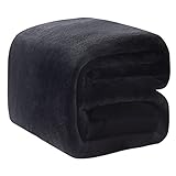 Weiche Decke in Doppelgröße für Herbst, Winter, Frühling, alle Jahreszeiten, dick, warm, flauschig, Mikroplüsch, leicht, antistatisch, für Couch, Bett, Sofa, Schwarz, 167,6 x 228,6 cm