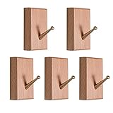 IXART Garderobenhaken Holzhaken, leichte luxuriöse Kleidungshaken, Messing -Holzkleiderbügel, verwendet for Veranda, Schlafzimmer, Wohnzimmer -Kleiderregal Wandgarderobe (Color : Natural)