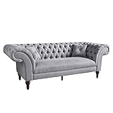 invicta INTERIOR riess-Ambiente.de Elegantes Chesterfield 3er Sofa Paris 225cm grau 3-Sitzer mit 2 Kissen Couch