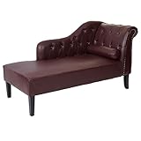 Mendler Luxus Recamiere Chesterfield, Relaxliege Loungesofa Chaiselongue, Kunstleder - rot-braun