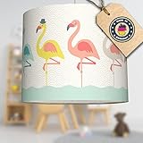 anna wand Hängelampe FUNNY FLAMINGOS – Lampenschirm für Kinder/Baby Lampe mit Flamingos – Sanftes Kinderzimmer Licht Mädchen & Junge – ø 40 x 34 cm