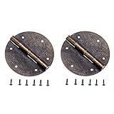 Scharnier, 2 Stück rund + 12 Schrauben Antikbronze 40 mm 60 mm Schrank Schmuck Geschenkbox Schrank V-Intage 6 Löcher Legierung