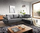 DELIFE Sofa Bria Samt Grau 270x220 cm Ottomane rechts inkl.elektrischer Sitztiefenverstellung
