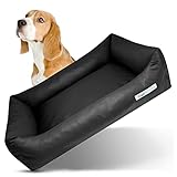 dogsfavorite Hunde-Bett - waschbares Hundekörbchen - hochwertiges Hundesofa - gelenkschonendes Hundekissen - robuste Hundematte - Hundekorb - schwarz - Gr. S 80 x 60 cm