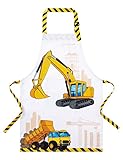 WERNNSAI Kinderschürzen für Jungen - LKW Kleinkindschürze für Kinder mit Tasche verstellbarem Riemen Kinder-Kunstkittel für Kinder Malschürze (Extra klein, 2–5 Jahre)