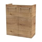 FACKELMANN SBC Gäste-WC Waschtischunterschrank – Waschtischunterschrank in Holz Braun – Waschbeckenunterschrank schmal – 2 Türen – 52 cm breit