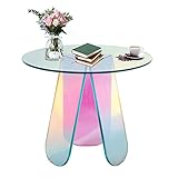 BotaBay Wohnzimmer Couchtisch Rund Acryl Beistelltisch 40x40x45cm Küche Balkon Couchtisch mit 6 Cup Matte für Wohnzimmer Bett Zimmer Büro