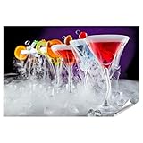 islandburner Bild Poster Martini Drinks geräuchert Effekt Trockeneis Rauch serviert Bar Theke dunkel gefärbten Hintergrund Premium Fotodruck Bilder auf Foto Papier 90x60cm