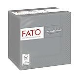 Fato, Einweg-Papierservietten, Ideal für Aperitifs und Cocktails, Packung mit 100 Servietten, Größe 24x24, Gefaltet in 4 und 2 Lagen, Farbe Grau, 100% Reines Zellulosepapier, FSC-zertifiziert