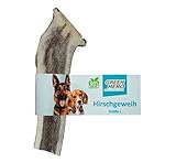 GreenHero Hirschgeweih Kausnack Größe L - 14 cm natürlicher und nachhaltiger Kauknochen aus Hirsch-Geweih für Hunde langlebig zur Unterstützung von Kiefer und Zähnen hypoallergener Hirsch Geweih