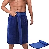 valuents Saunakilt für Herren aus Baumwolle – blau – one Size Saunahandtuch mit Klettverschluss 60x146cm +Plus: Handtuch