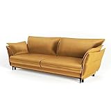 Siblo Sofa Vivienne Kollektion - Sofa mit Schlaffunktion - Elegante Couch - Wohnzimmer Möbel - Komfortables Schlafsofa - Sofa 3-Sitzer - Klappsofa mit Bettkasten - 244x110x95 cm - Gelb