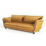 Siblo Sofa Vivienne Kollektion - Sofa mit Schlaffunktion - Elegante Couch - Wohnzimmer Möbel - Komfortables Schlafsofa - Sofa 3-Sitzer - Klappsofa mit Bettkasten - 244x110x95 cm - Gelb