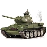 JIEZ Sowjetisches T-34 Mittleres Panzermodell 1:16 2.4G RC Hochsimulations-Militärpanzermodell mit Sound-Rauch-Schießeffekt für Kinder Erwachsene