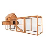 Wiltec Hühnerstall 310x150x150cm aus Holz mit Nistkästen & Freilauf, ausziehbare Schale für Reinigung
