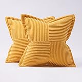 Topfinel Kissenbezug 40x40 2er Set gelb Kordsamt Frühling Kissenbezüge Kissenhülle Dekorative Kissenbezug Sofakissen Couchkissen Dekokissen Zierkissenbezug Deko Kissenhülle für Wohnzimmer Sofa