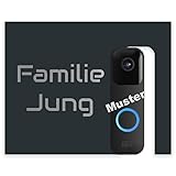 Jung Edelstahl Design Modernes V2A Edelstahl Türschild optimiert für Blink Doorbell Klingelschild 20x16 cm Haustürschild mit Hausnummer und Namen individuell personalisierbar (Anthrazit RAL 7016)