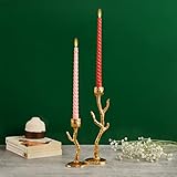 Purestory Set mit 2 Kerzenständern für Hochzeit, Urlaubsdekoration, Halloween, Stabkerzenhalter, Tafelaufsatz, elegante Dekoration für Tisch – Gold
