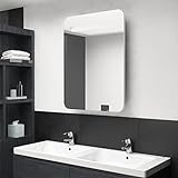 JUNZAI LED-Bad-Spiegelschrank, Spiegelschrank Bad Mit Beleuchtung, Badschrank Mit Spiegel, Badspiegel Schrank, Badmöbel, Glänzendes Weiß 60x11x80 cm