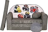 Pro Cosmo Kinder Sofabett + Gratis Polsterhocker und Kissen Kindermöbel Set - A14