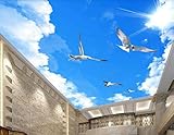 Tapete 3D Himmel Blau Weiß Wolke Fliegender Vogel Decke Modernes Zuhause Schlafzimmer Kariert Salon 3d Tapete Wanddekoration fototapete wandbild Schlafzimmer Wohnzimmer-400cm×280cm