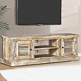 JUNZAI TV-Schrank, Fernsehschrank, Tv-möbel & Phonomöbel, Fernsehtisch, Tv Board, Fernsehkommode, Schrank Schlafzimmer, Solides Mangoholz