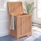 Susany Wäschekorb Wäschetonne Wäschesammler Wäschetruhe Wäschebox Wäschesack Wäschebehälter Massivholz Teak 50x35x60 cm