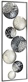 Kobolo Wandbild Wanddeko Metallbild - SLICES - Metall - weiß grau silber - 31x89