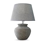 Loberon® Tischlampe Cleveland, Keramik, Leinen, H/Ø ca. 42/32 cm, grau