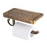 Badezimmer Toilettenpapierhalter, antike Vintage Messing Toilette Badezimmer Papierhalter Telefonregal Wandmontage[Antike Farbe]