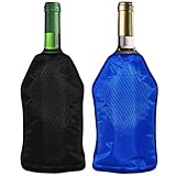 2er-Set Weinkühler und Sektkühler Hülle Manschetten - Schwarz & Blau - Perfekt zum Kühlen von Wein- und Sekt- Champagnerflaschen und andere - Ideal für Dinnerparties, Events, etc.