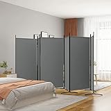 6-TLG. Paravent, JUNZAI Raumteiler, Trennwand, Sichtschutz, Room Divider, Umkleidekabine, Raumabtrennung, Raum Teiler, Faltwand, Anthrazit 520x180 cm Stoff