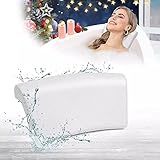 Lonkenn Badewannenkissen, Ergonomisches Badekissen, PU-Badekissen mit Saugnäpfen, Wasserdichte Badewannen Kissen, Rutschfestes Deluxe Bath Pillow, Antibakteriell, Bad Zubehör, für Badewanne, Spa -Weiß