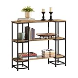 SoBuy FSB33-F Vintage Konsolentisch mit 3 Ablagen Metall Flurtisch Dekotisch Sideboard Beistelltisch Natur/Schwarz BHT ca: 110x96x35cm