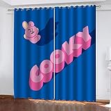 Hundnsney Vorhänge Blickdicht Gardinen Mit Ösen Verdunkelungsvorhang Thermovorhang Für Kinderzimmer Wohnzimmer Fensterdekoration 3D Rosa Cartoon-Kaninchen Muster Ösenschal 2Er Set 210X220cm(HxB)