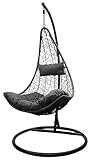 Trendyshop365 Polyrattan Hängesessel mit Gestell Hängestuhl für Garten & Lounge (anthrazit)