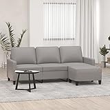 Hommdiy 3-Sitzer-Sofa mit Hocker Hellgrau 180 cm Stoff