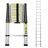 Eulenke Aluminium Teleskopleiter 4.4M Ausziehbare Leiter, Rutschfester Aluleiter Stehleiter Mehrzweckleiter Ausziehbar Aluminiumleiter, Teleskop Ausziehleiter 150 kg Belastbarkeit