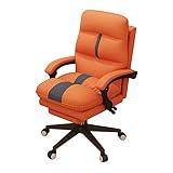 YCKEGEW Home Computer Stuhl Schreibtischstuhl Mit Arm,Bürostuhl Einstellbare Lendenwirbelstütze, Dickes Sitzkissen, Drehbarer Arbeitsstuhl Mit Fußstütze,Hebendes Design (Color : Orange)