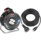 Brennenstuhl Garant V2 Kabeltrommel (50m Kabel in schwarz, Made in Germany, Spezialkunststoff, Einsatz im Innenbereich) & Qualitäts-Gummi-Verlängerungskabel 10m (IP44, Kabel für außen) schwarz